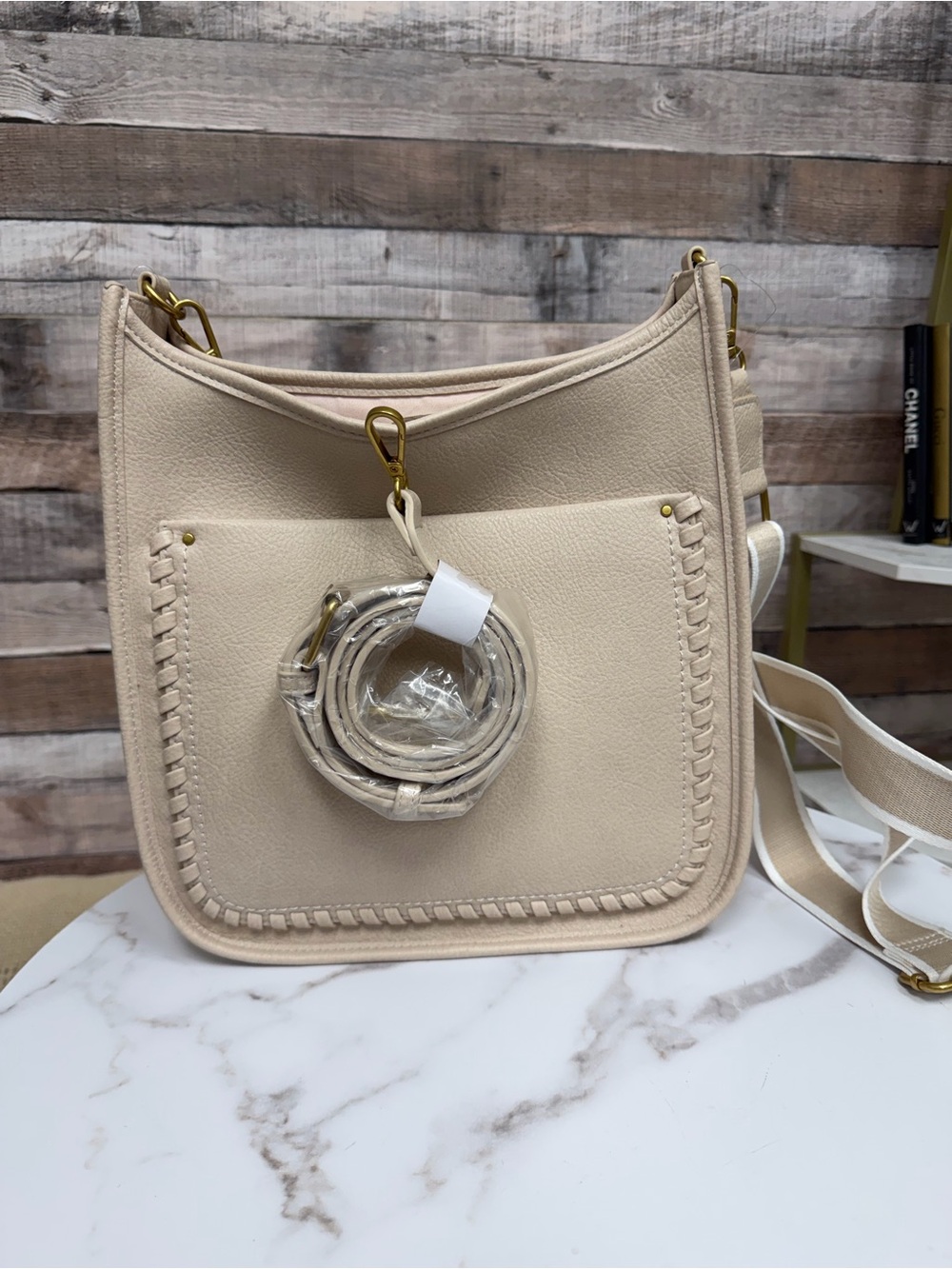 Style & Co. cream faux leather crossbody bag NWT